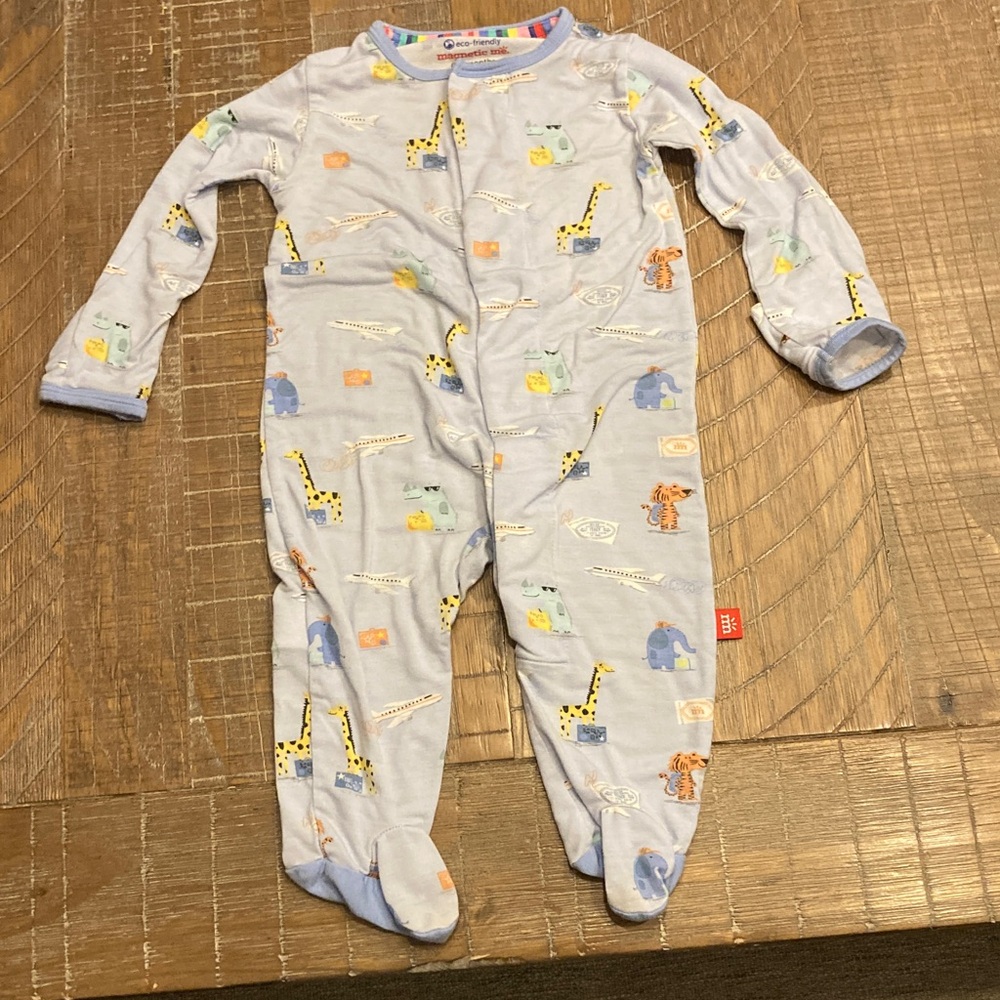 Magnetic Me Light Blue Animal Print Footed Pajamas